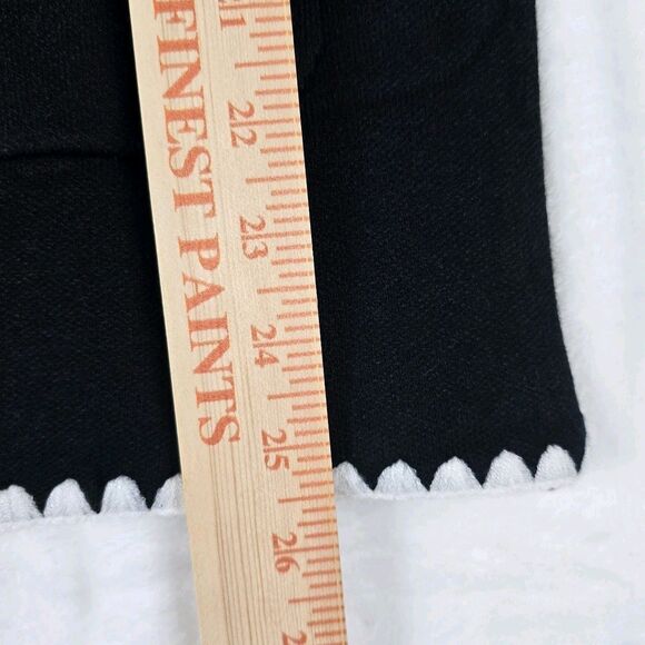 Button-Up Cardigan Women's Medium Front Pockets Black with White Contrast Trim - Picture 6 of 8